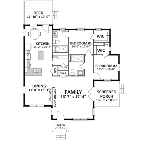 Ranch House Plan First Floor - Springhill Path Country Home 139D-0043 - Shop House Plans and More