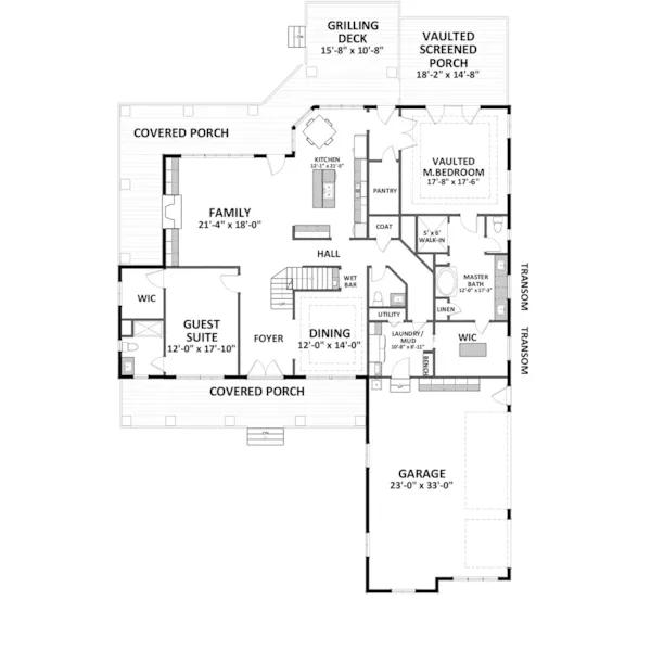 Arts & Crafts House Plan First Floor - Edgerton Country Farmhouse 139D-0046 - Search House Plans and More