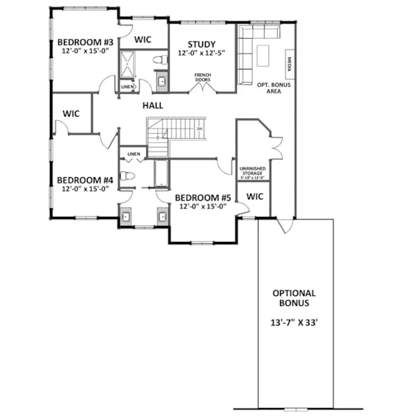 Arts & Crafts House Plan Second Floor - Edgerton Country Farmhouse 139D-0046 - Search House Plans and More