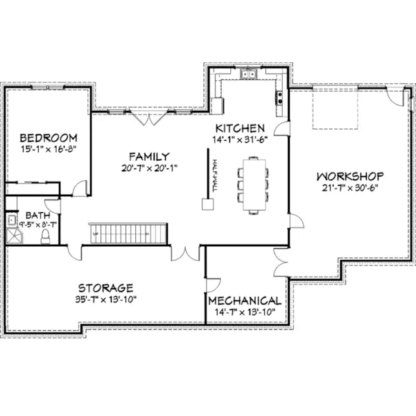 Craftsman House Plan Lower Level Floor - Green Havenhill Craftsman Home 139D-0047 - Search House Plans and More