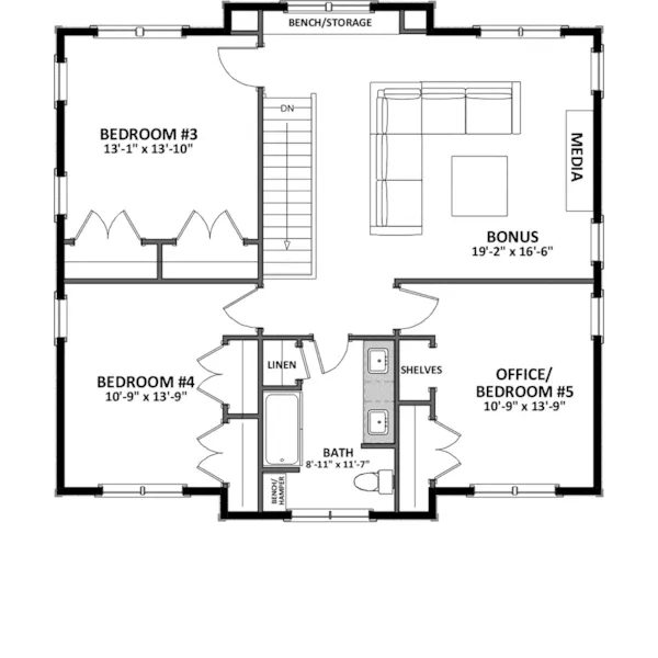 Arts & Crafts House Plan Second Floor - Camden Cove Craftsman Home 139D-0048 - Search House Plans and More