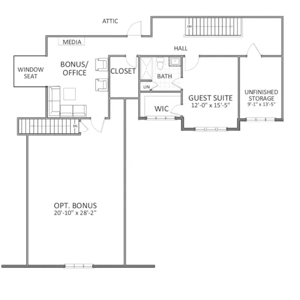 Arts & Crafts House Plan Second Floor - Lawn Dale Craftsman Home 139D-0050 - Shop House Plans and More