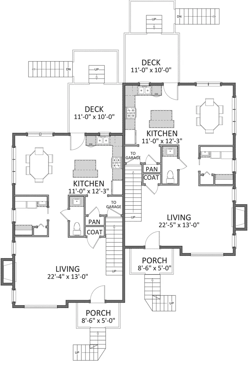 Vacation House Plan First Floor - Briarcliffe Two-Story Duplex 139D-0058 - Search House Plans and More