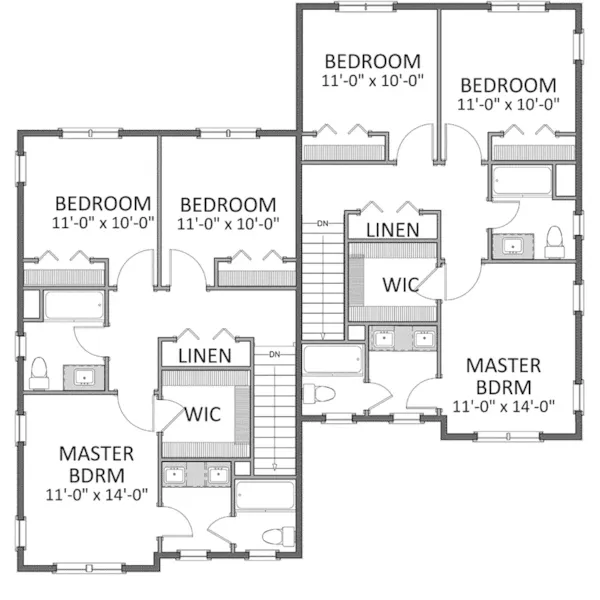 Waterfront House Plan Second Floor - Briarcliffe Two-Story Duplex 139D-0058 - Search House Plans and More