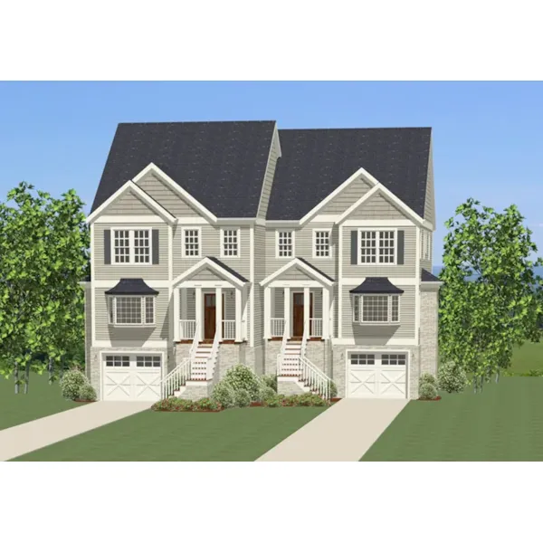 Waterfront House Plan Front of Home - Briarcliffe Two-Story Duplex 139D-0058 - Search House Plans and More