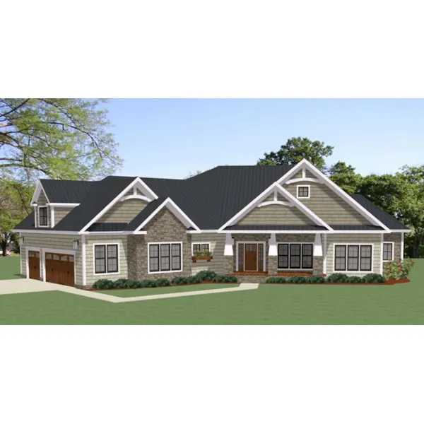 Country French House Plan Front of Home - Covington Hill Craftsman Home 139D-0062 - Search House Plans and More