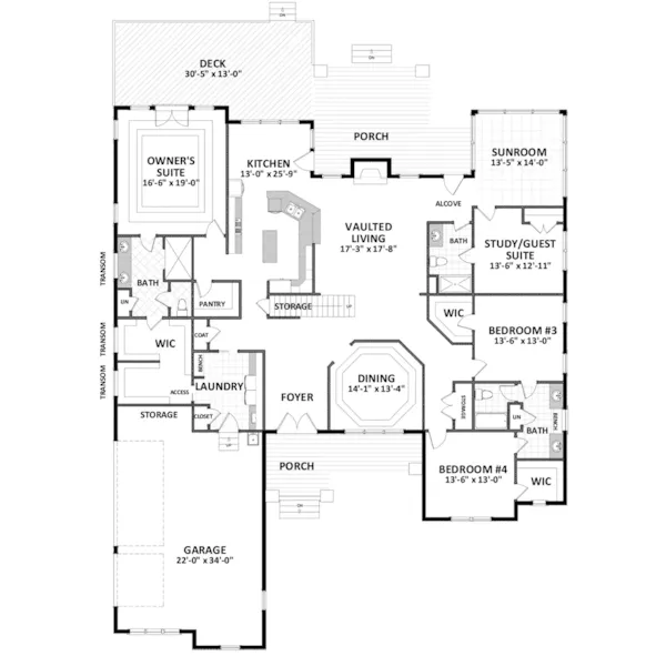 Arts & Crafts House Plan First Floor - Caswell Creek Craftsman Home 139D-0063 - Search House Plans and More