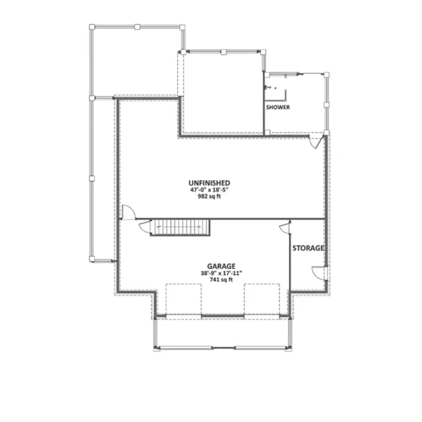 Beach & Coastal House Plan Lower Level Floor - Lydia Cove Vacation Cottage 139D-0064 - Shop House Plans and More