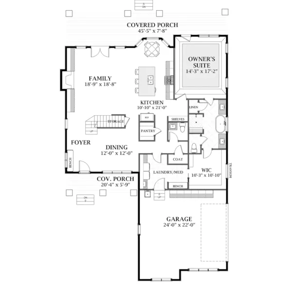 Country House Plan First Floor - Colborne Shingle Home 139D-0069 - Shop House Plans and More