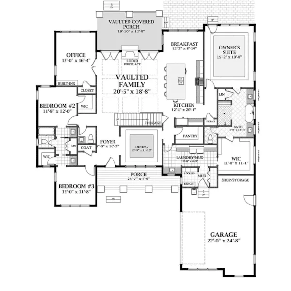 Traditional House Plan First Floor - Boswell Hill Modern Farmhouse 139D-0070 - Shop House Plans and More