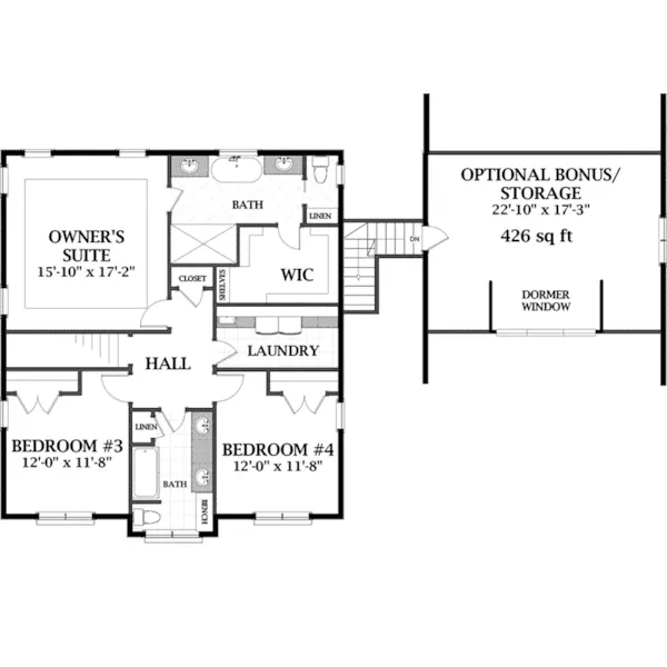 Craftsman House Plan Second Floor - Echo Trail Modern Farmhouse 139D-0075 - Shop House Plans and More