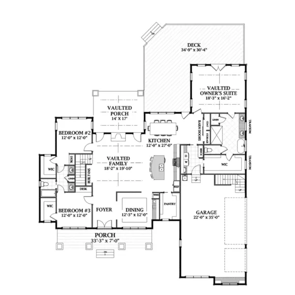 Farmhouse Plan First Floor - McCarthy Traditional Home 139D-0078 - Shop House Plans and More