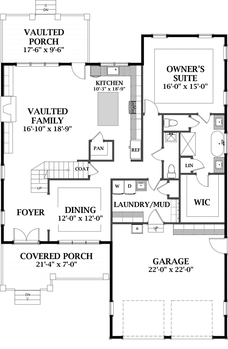 Craftsman House Plan First Floor - Kenary Lane Modern Farmhouse 139D-0090 - Shop House Plans and More