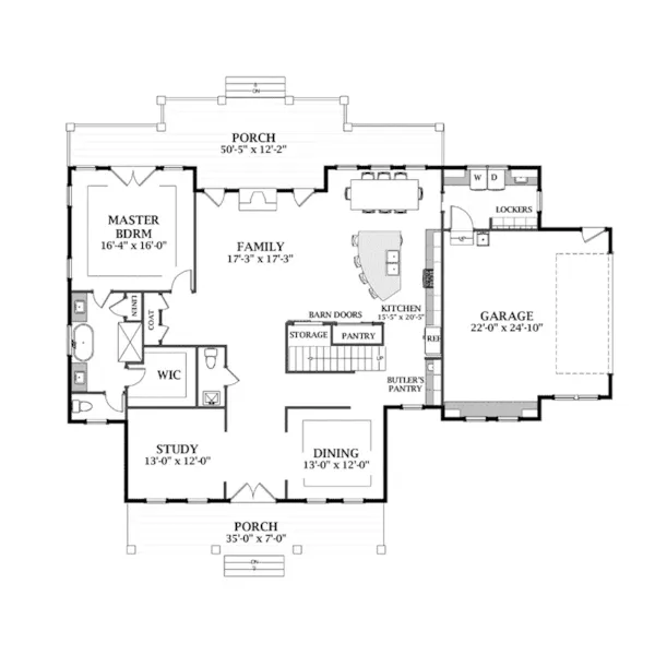 Farmhouse Plan First Floor - Lake Falls Modern Farmhouse 139D-0092 - Shop House Plans and More