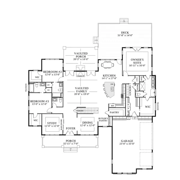 Modern Farmhouse Plan First Floor - Mallard Hill Modern Farmhouse 139D-0093 - Shop House Plans and More