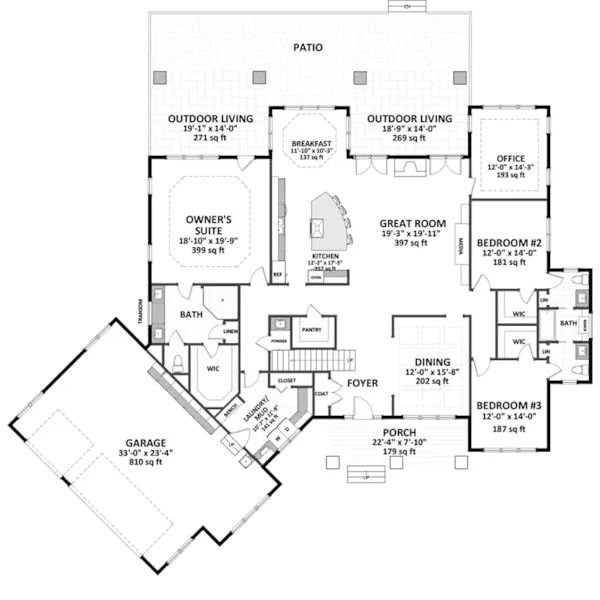 First Floor - Kinsey Bay Craftsman Home 139D-0102 - Shop House Plans and More