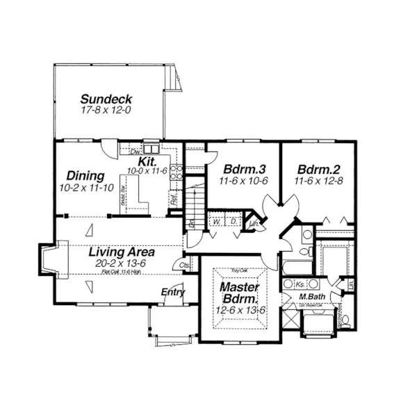 Ranch House Plan First Floor - Vinita Country Home 140D-0001 - Shop House Plans and More