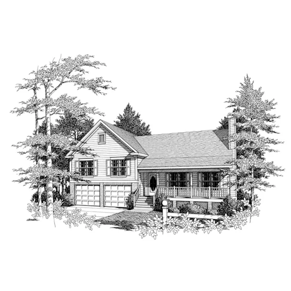 Traditional House Plan Front of Home - Carol Split-Level Home 140D-0003 - Search House Plans and More