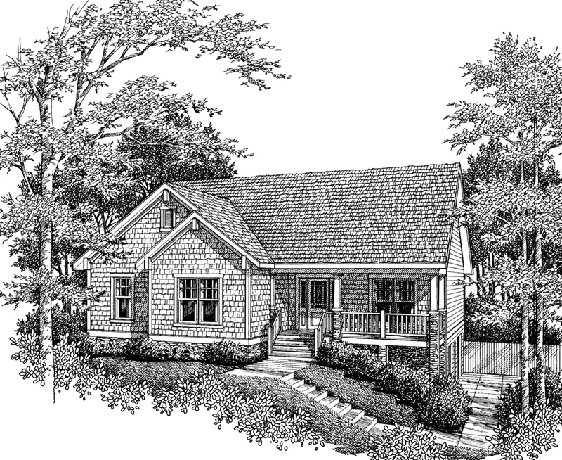 Arts & Crafts House Plan Front of Home - Gellert Country Ranch Home 140D-0004 - Search House Plans and More