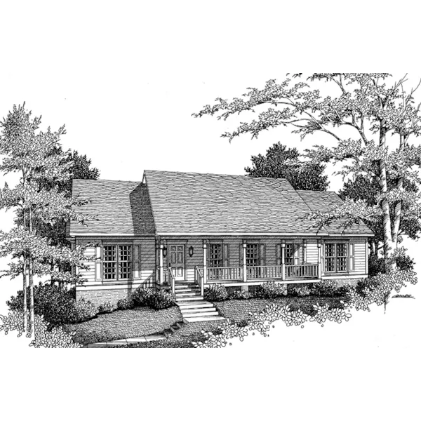 Ranch House Plan Front of Home - Mary Country Ranch Home 140D-0007 - Shop House Plans and More