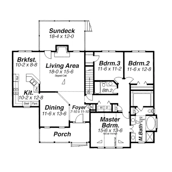 Traditional House Plan First Floor - Longspur Country Home 140D-0008 - Shop House Plans and More