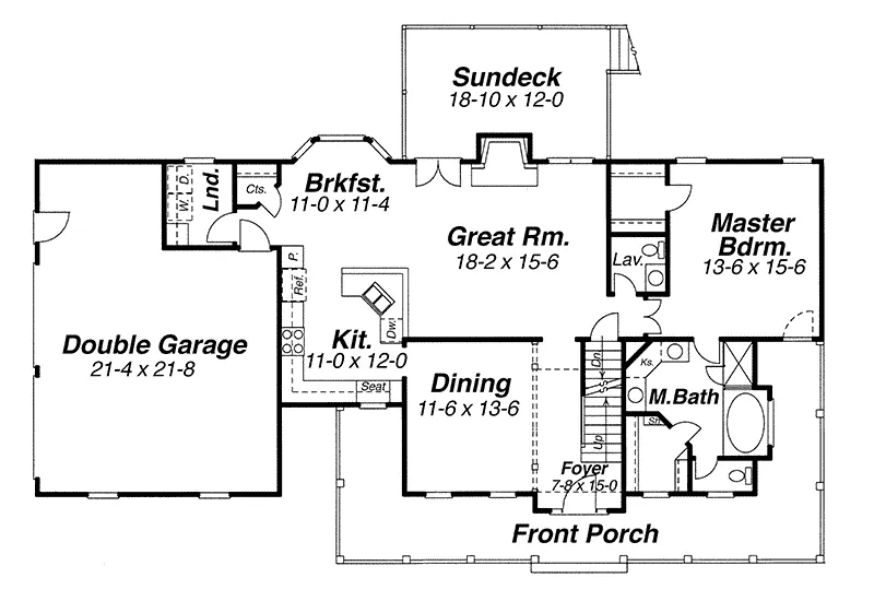 Country House Plan First Floor - Mario Hill Country Home 140D-0012 - Shop House Plans and More