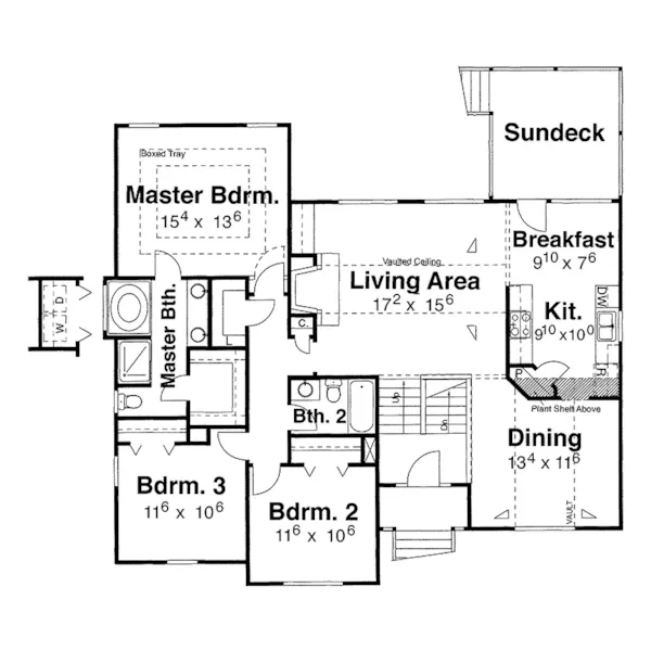 Shingle House Plan First Floor - Faracci Bend Bungalow Home 140D-0015 - Search House Plans and More