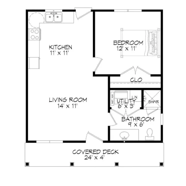 Country House Plan First Floor - Hill Hollow Country Cabin 141D-0001 - Search House Plans and More