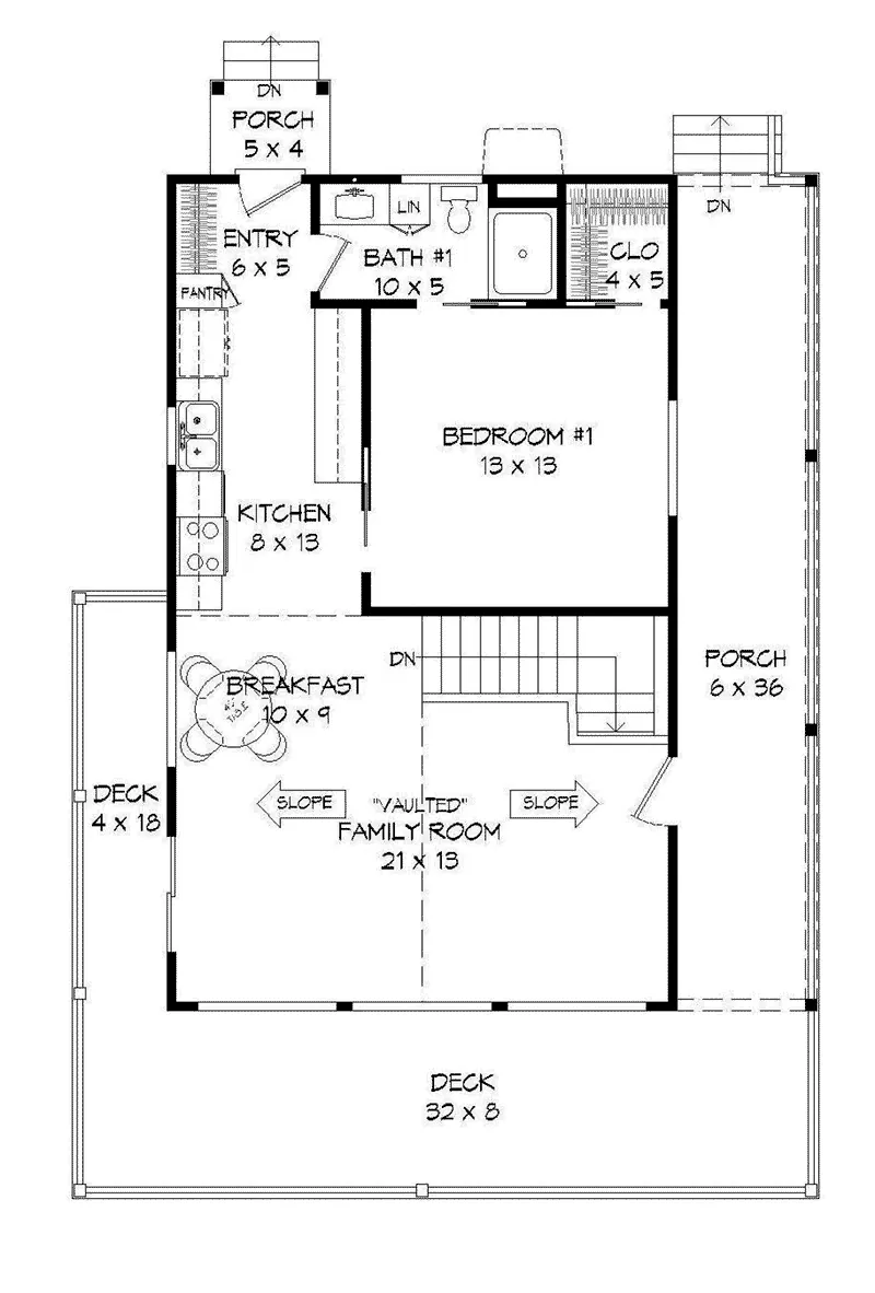 Ranch House Plan First Floor - Grand View Rustic Cabin 141D-0002 - Search House Plans and More