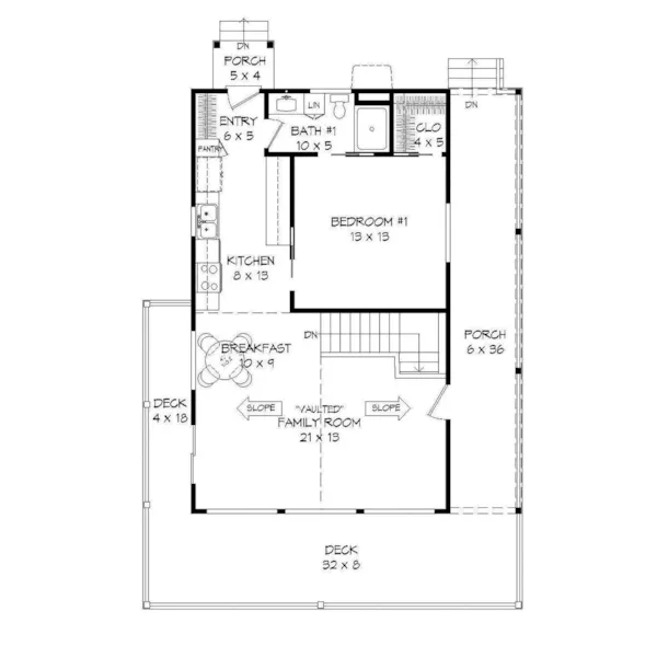 Rustic House Plan First Floor - Grand View Rustic Cabin 141D-0002 - Search House Plans and More