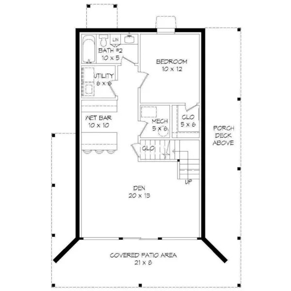 Rustic House Plan Lower Level Floor - Grand View Rustic Cabin 141D-0002 - Search House Plans and More