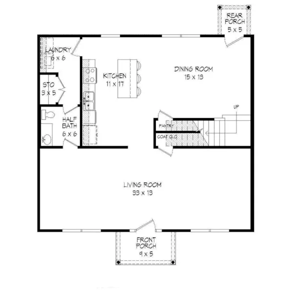 Country House Plan First Floor - Bromert Prairie Style Home 141D-0004 - Search House Plans and More