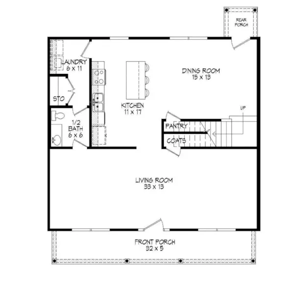 Bungalow House Plan First Floor - Jones Crossing Country Home 141D-0005 - Search House Plans and More