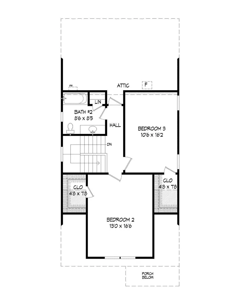 Bungalow House Plan Second Floor - 141D-0008 - Shop House Plans and More