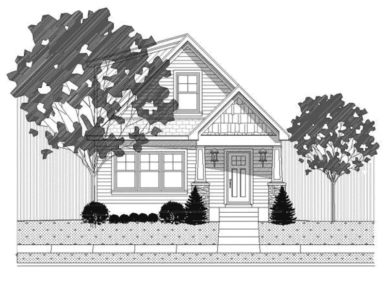 Bungalow House Plan Front Elevation - Kamman Craftsman Home 141D-0010 - Search House Plans and More