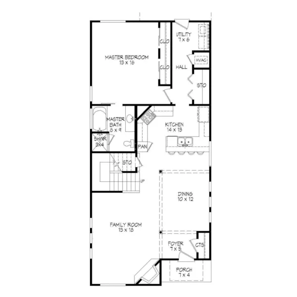 Modern House Plan First Floor - Kemp Modern Narrow Lot Home 141D-0011 - Search House Plans and More