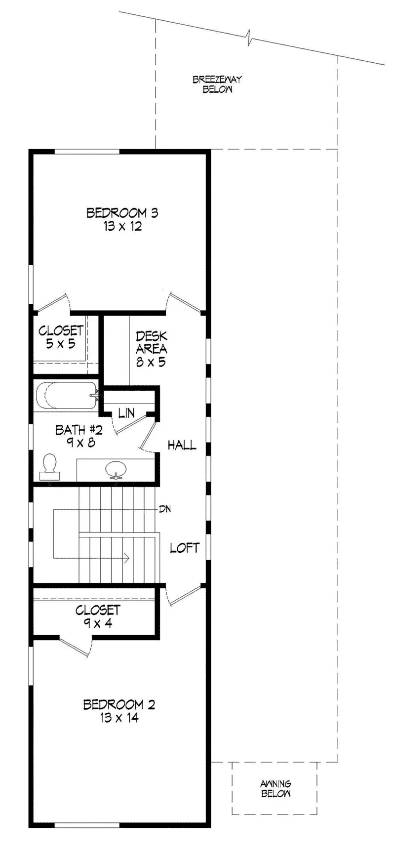 European House Plan Second Floor - Kemp Modern Narrow Lot Home 141D-0011 - Search House Plans and More