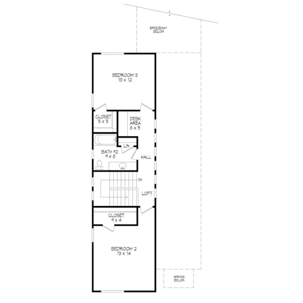 Modern House Plan Second Floor - Kemp Modern Narrow Lot Home 141D-0011 - Search House Plans and More