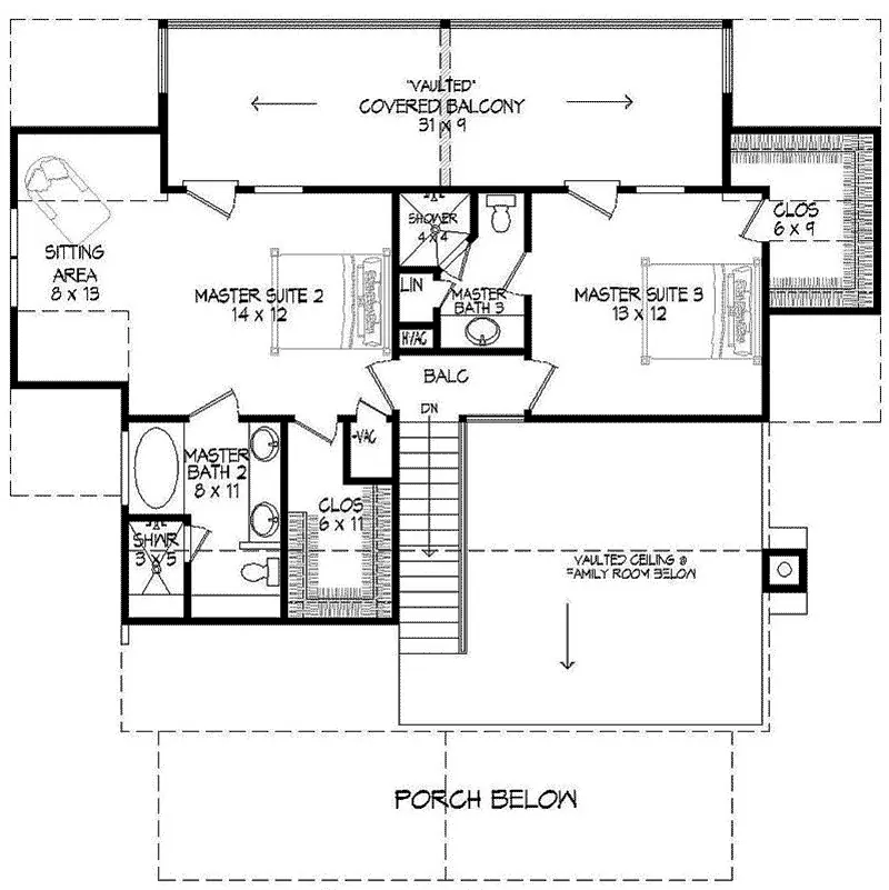 Waterfront House Plan Second Floor - Montague Bay Craftsman Home 141D-0012 - Shop House Plans and More