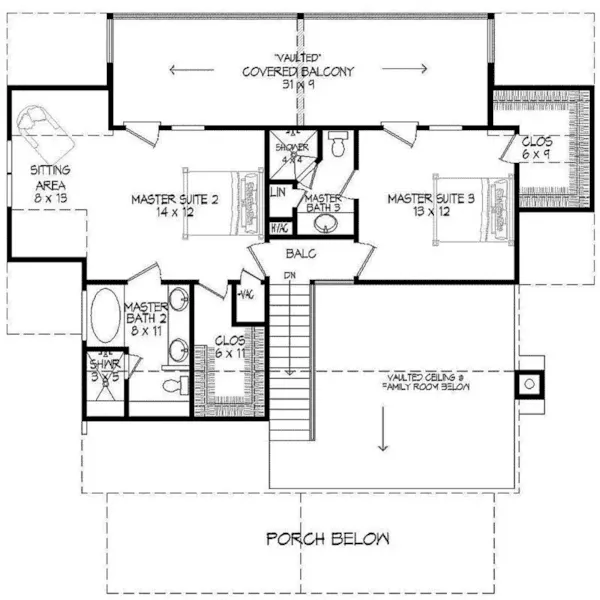 Cabin & Cottage House Plan Second Floor - Montague Bay Craftsman Home 141D-0012 - Shop House Plans and More