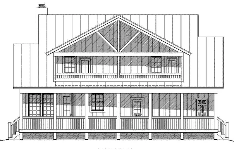 Waterfront House Plan Rear Elevation - Montague Bay Craftsman Home 141D-0012 - Shop House Plans and More