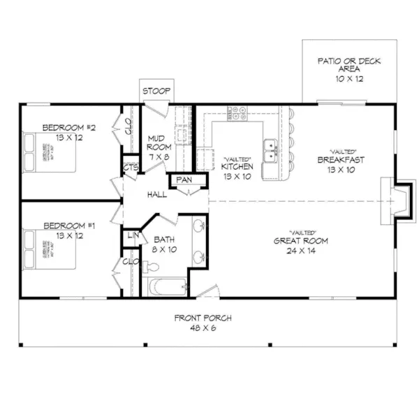 Rustic House Plan First Floor - Parson Grove Ranch Home 141D-0013 - Shop House Plans and More