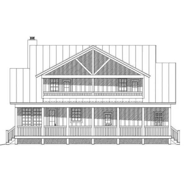 Craftsman House Plan Rear Elevation - Sun Meadow Craftsman Home 141D-0014 - Shop House Plans and More