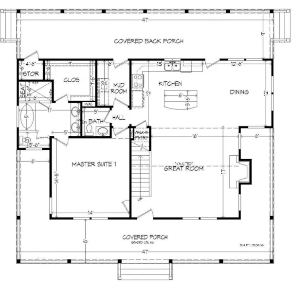 Rustic House Plan First Floor - 141D-0015 - Shop House Plans and More