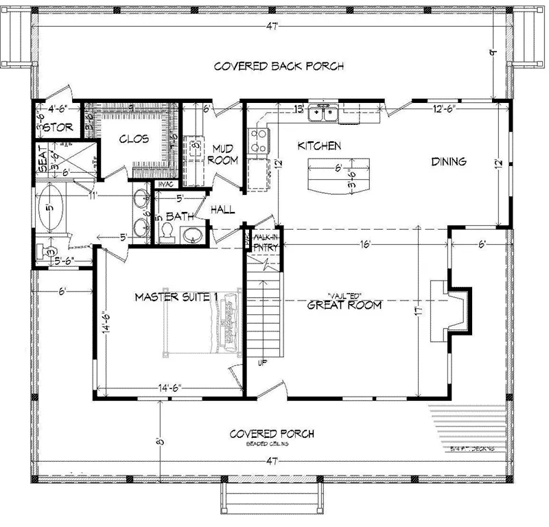 Country House Plan First Floor - Tracey Country Craftsman Home 141D-0016 - Shop House Plans and More