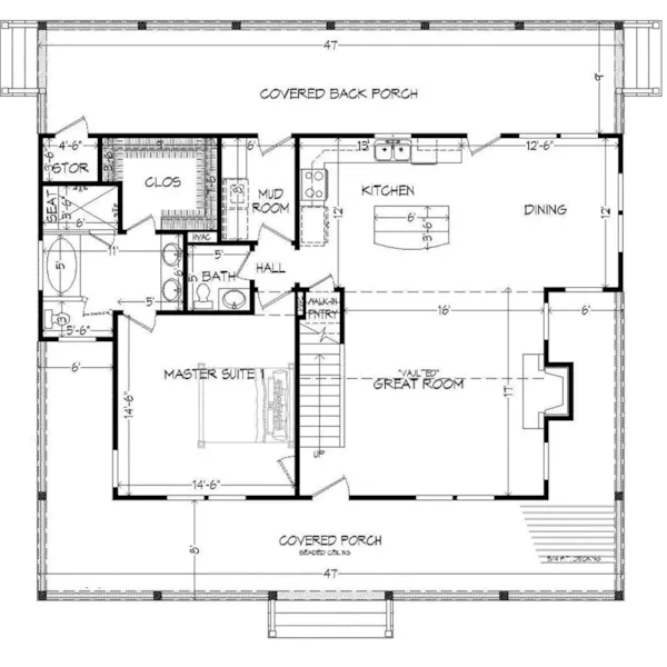 Traditional House Plan First Floor - Tracey Country Craftsman Home 141D-0016 - Shop House Plans and More