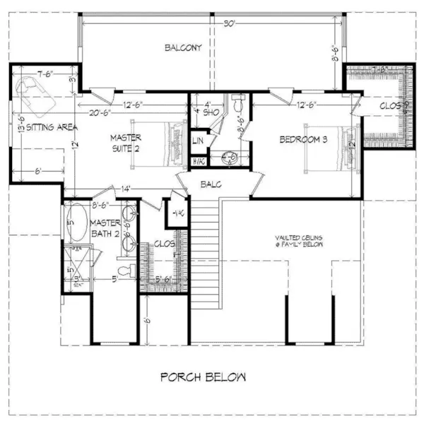 Traditional House Plan Second Floor - Tracey Country Craftsman Home 141D-0016 - Shop House Plans and More