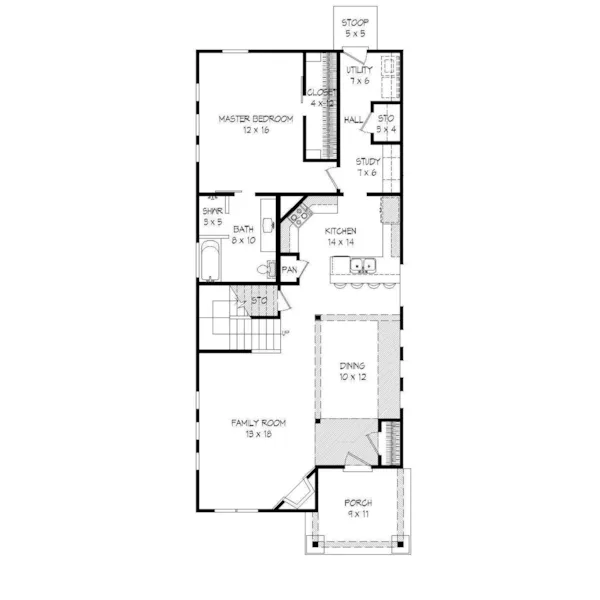 Craftsman House Plan First Floor - Sunnen Craftsman Home 141D-0017 - Shop House Plans and More