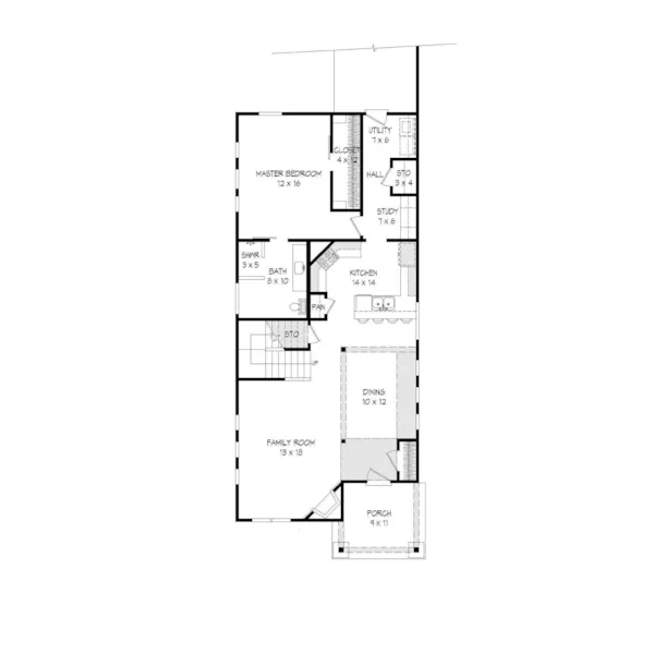 Ranch House Plan First Floor - Stannard Arts And Crafts Home 141D-0018 - Shop House Plans and More