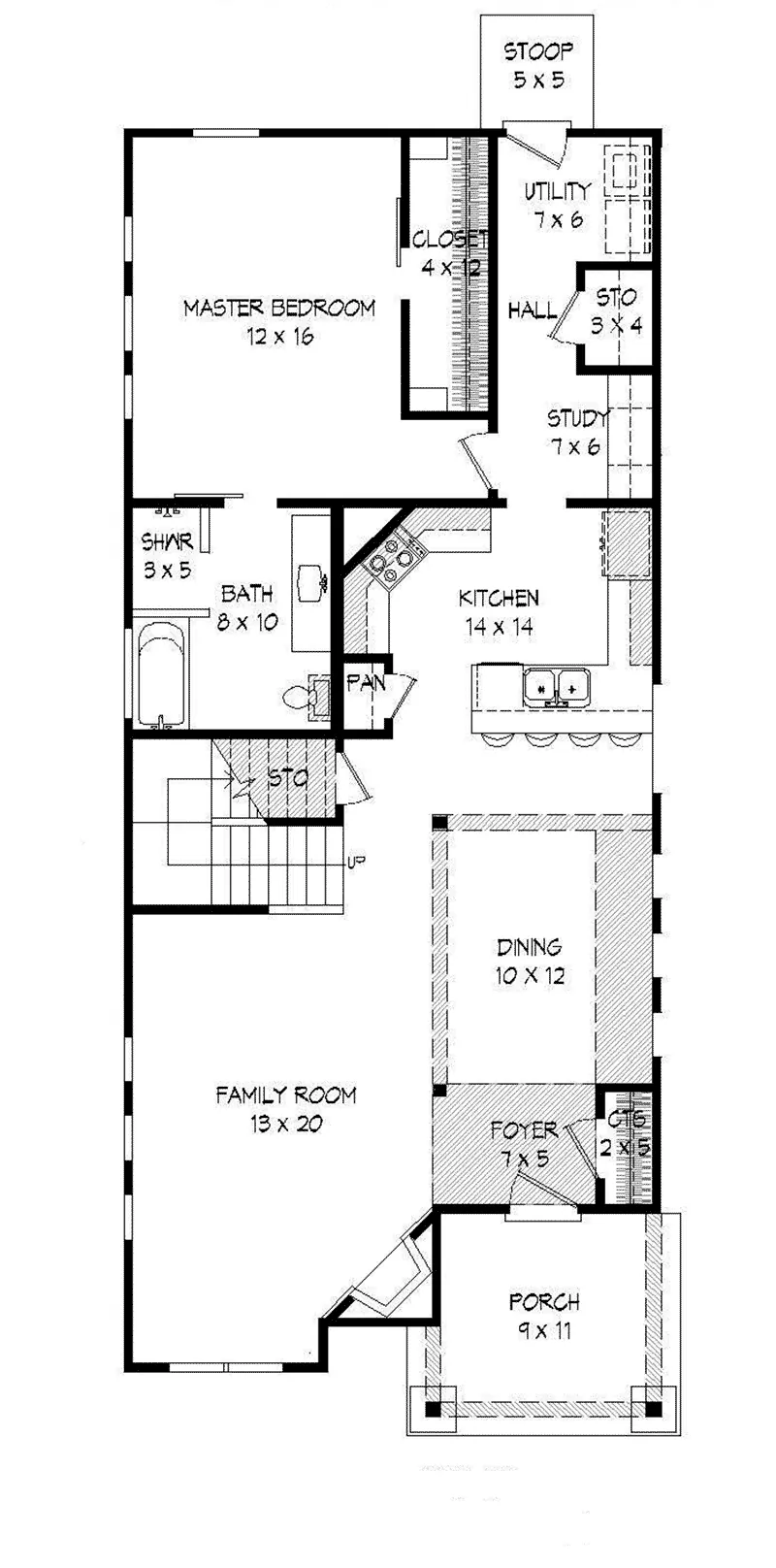 Shingle House Plan First Floor - Shaker Mill Shingle Home 141D-0019 - Shop House Plans and More